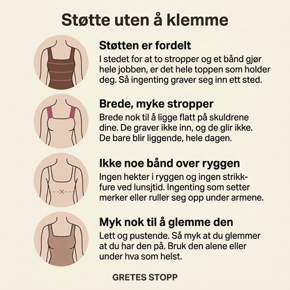 Gretes Topp – Formstøttende Komfort-Topp med Innebygd BH